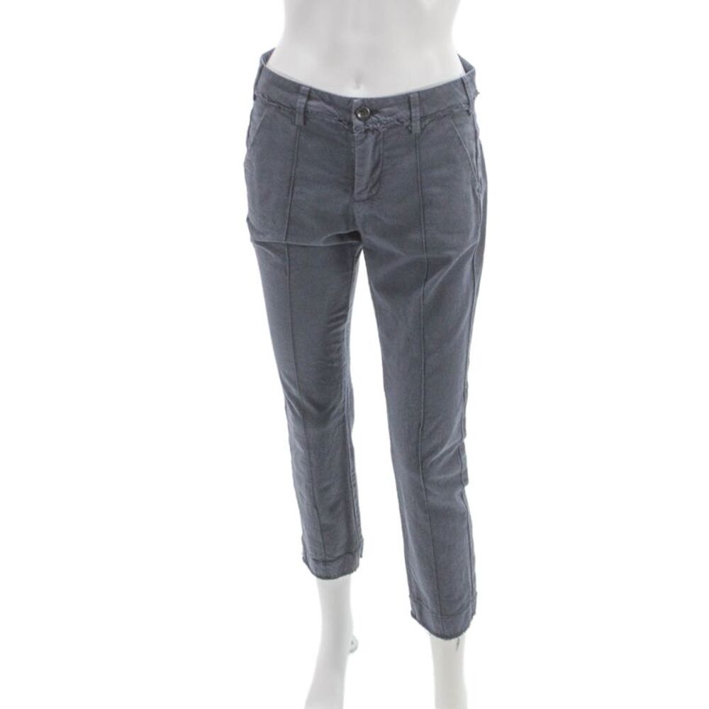 Hannes Roether Womens Cropped Gray Polyester Button Pants Size S